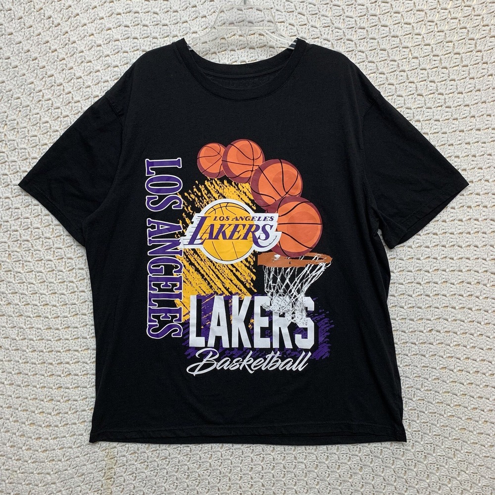 NBA Los Angeles LA Lakers Basketball‎ Short Sleeve T Shirt 2X Cotton Blend Black